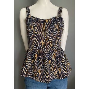 Anthropologie Jamie zebra peplum tank